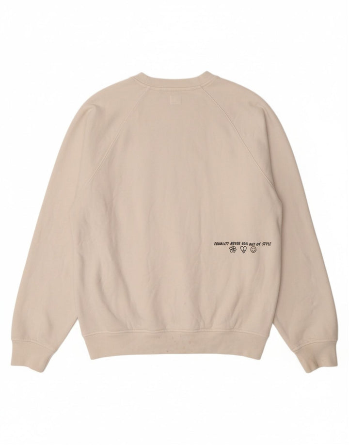LEVI'S Mens Graphic Sweatshirt Jumper Small Off White Cotton Vintage Levi's and Second-Hand Levi's from Messina Hembry 
