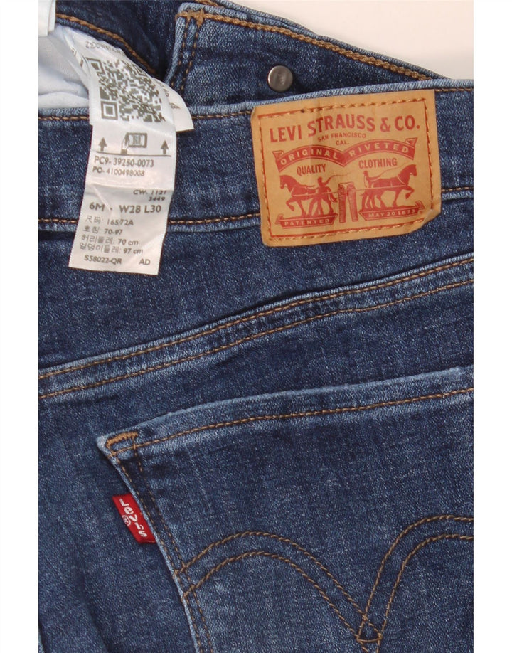 Jeans feminino clássico reto Levi's US 6 médio W28 L30 algodão azul