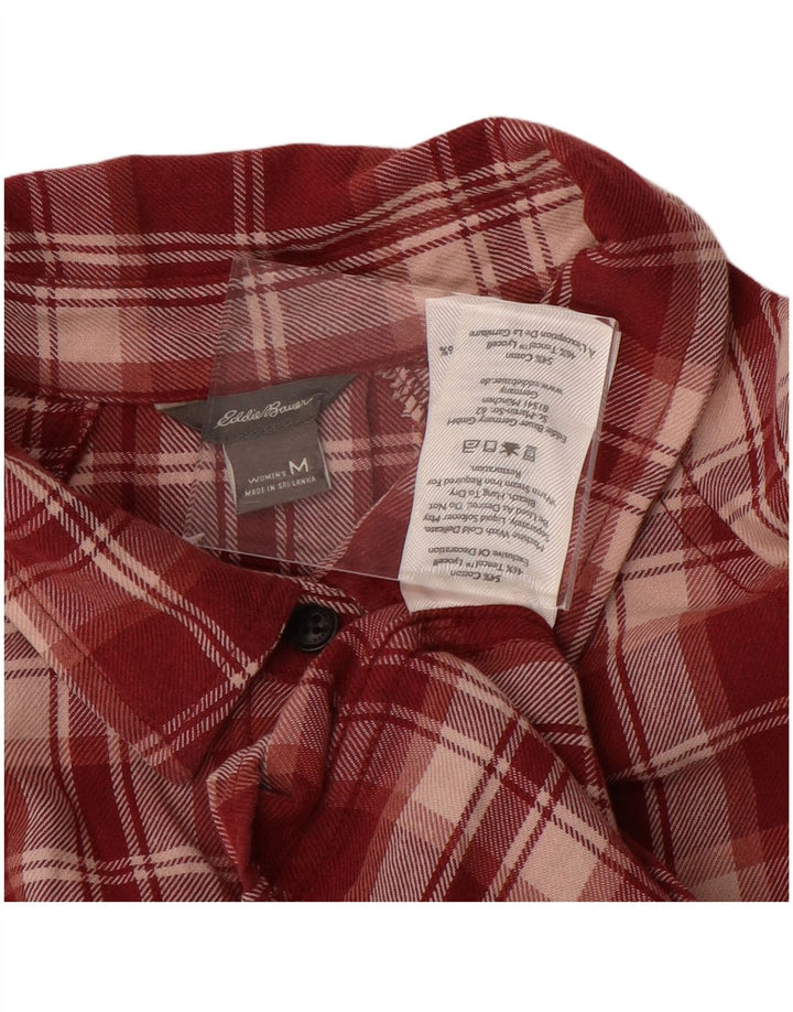 EDDIE BAUER Camisa feminina de flanela com palangre de ajuste solto Reino Unido 14 xadrez vermelho médio