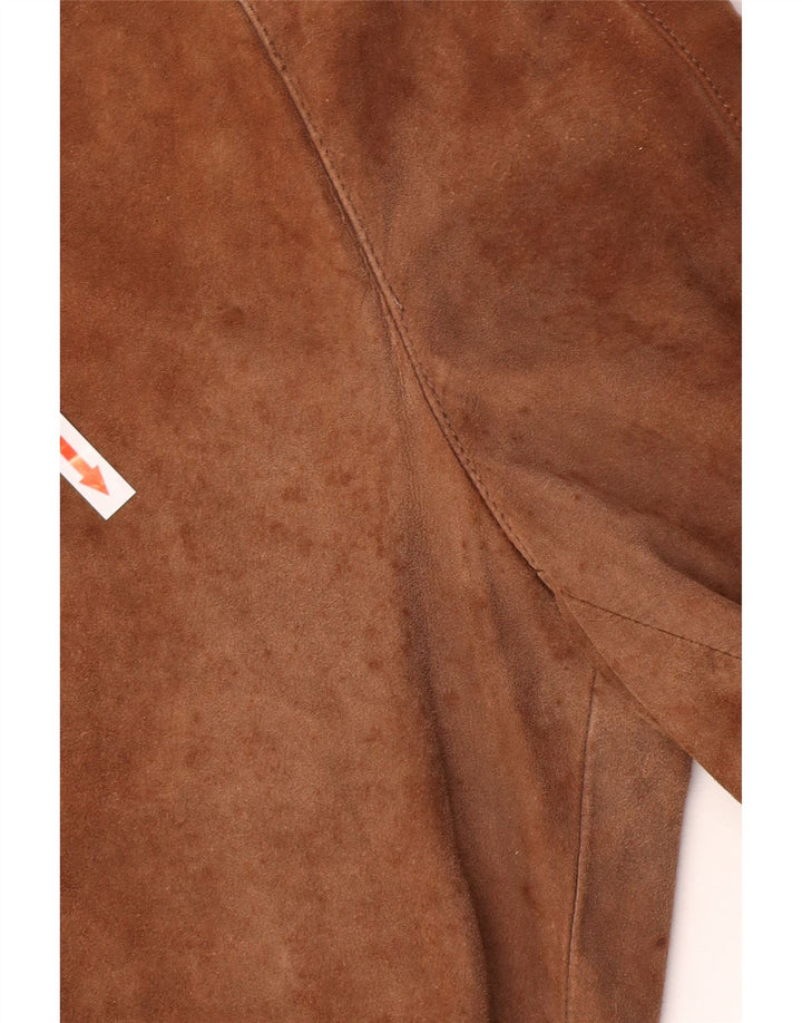 Jaqueta bomber masculina vintage de camurça IT 48 couro marrom médio