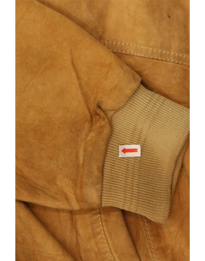 Jaqueta bomber masculina vintage de camurça IT 50 grande bege