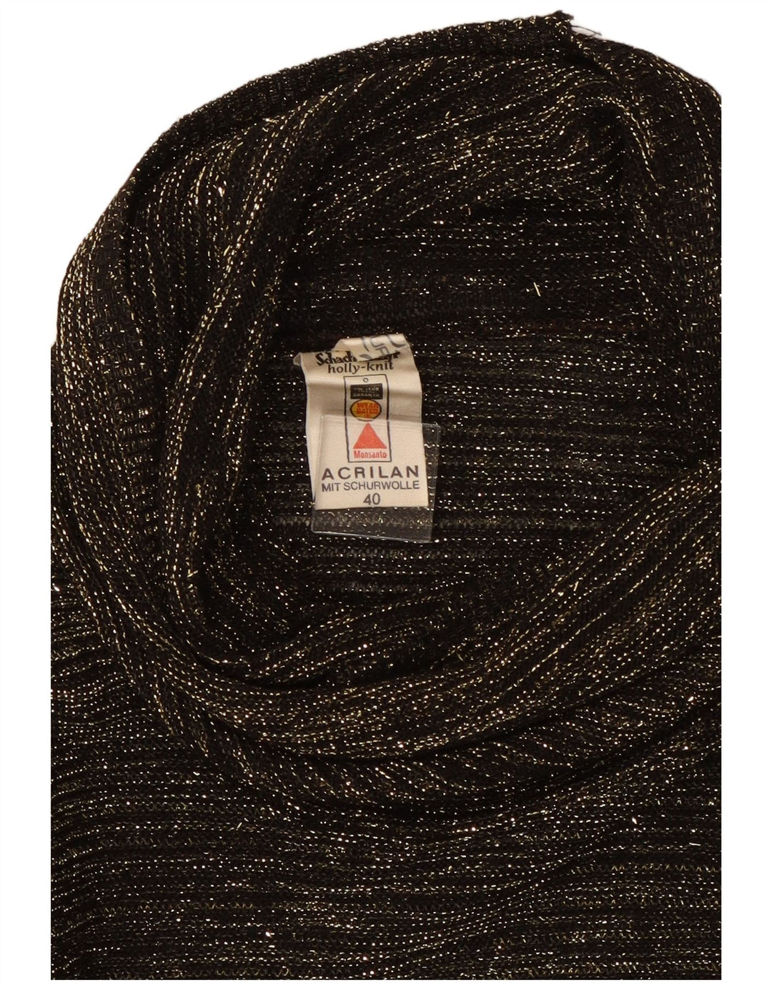 Suéter feminino vintage com gola redonda UE 40 médio preto manchado
