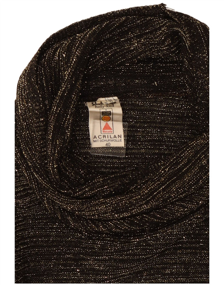 Suéter feminino vintage com gola redonda UE 40 médio preto manchado