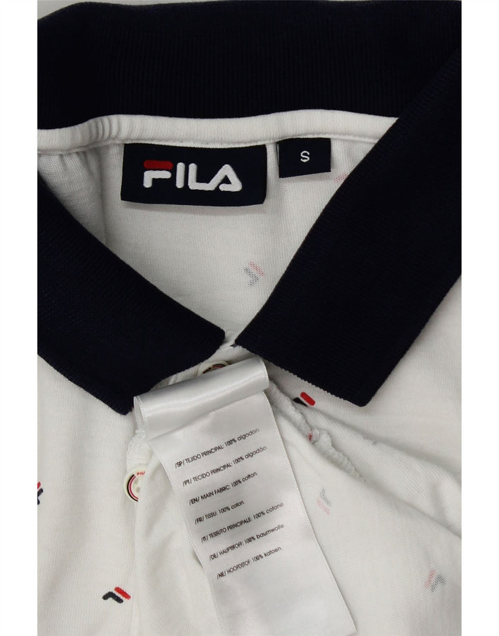 Camisa polo masculina Fila Graphic pequena algodão branco