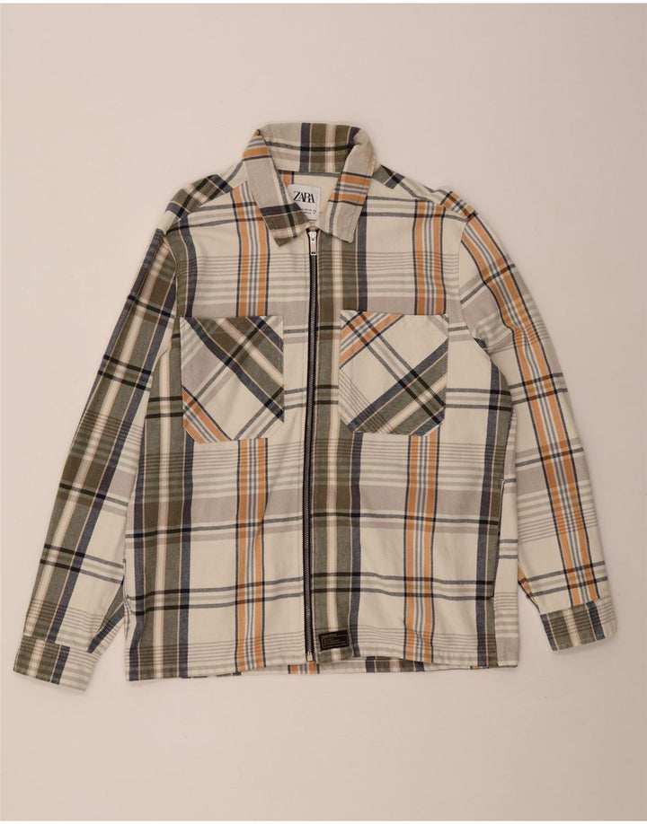 Camisa masculina de flanela Zara XL algodão xadrez multicolorido