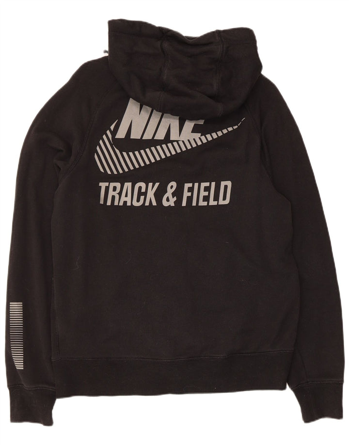 Suéter Nike masculino com capuz e zíper gráfico médio preto algodão