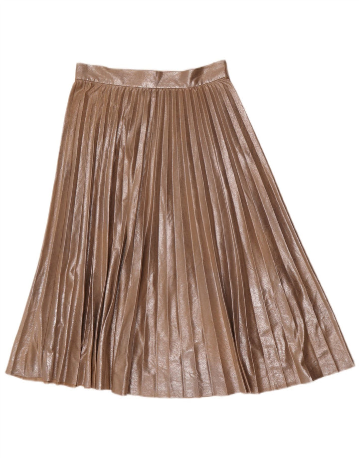 Zara Saia feminina cintura alta plissada pequena W26 poliéster marrom