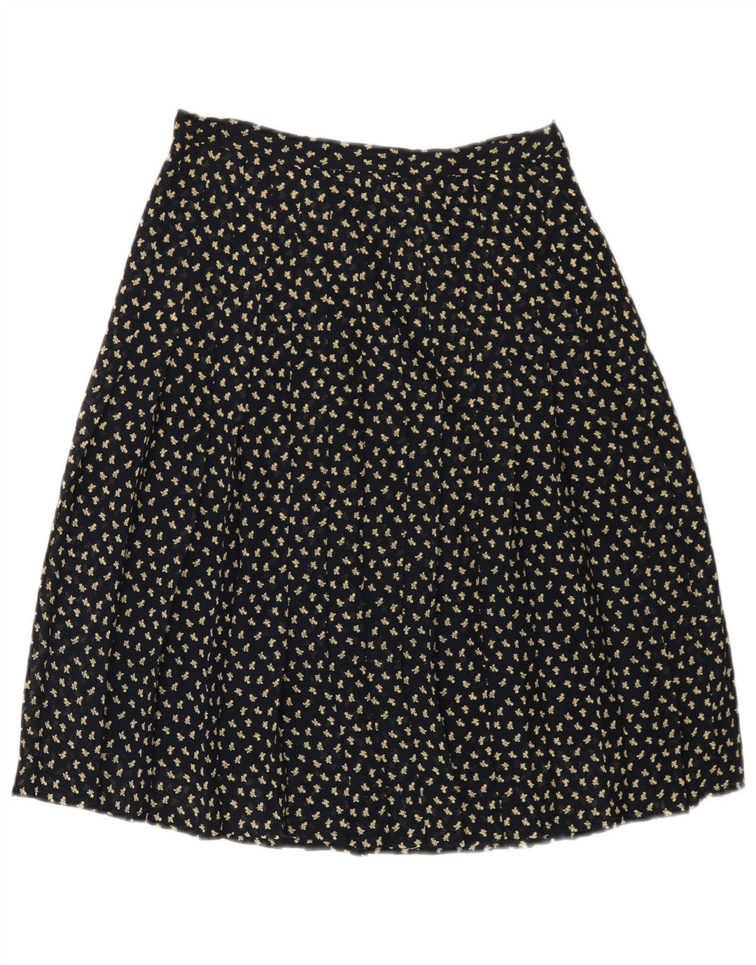 Saia feminina VINTAGE cintura alta linha A IT 44 médio W26 azul marinho floral