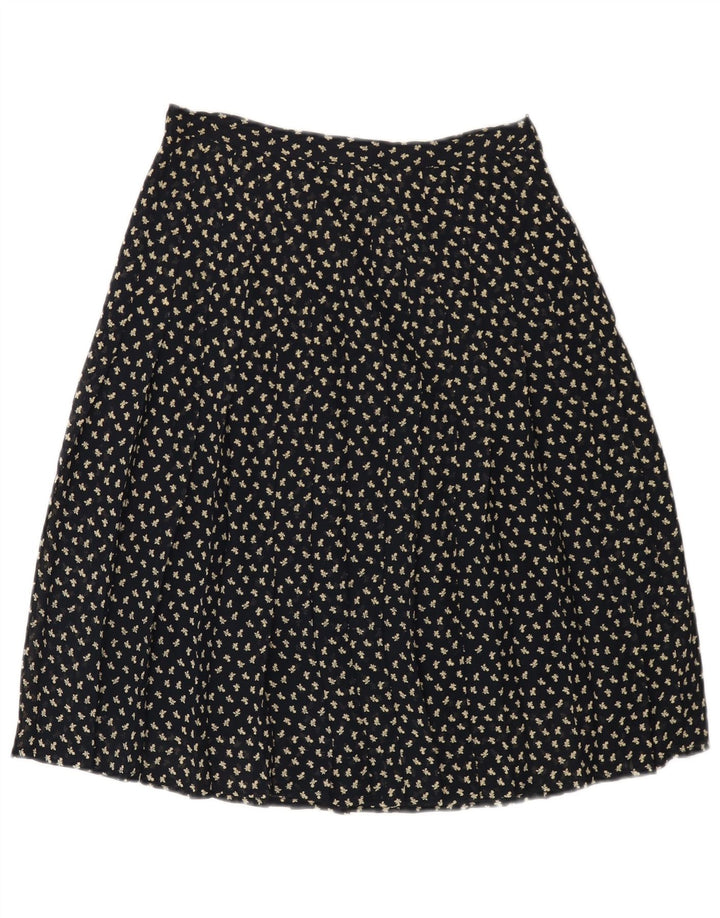 Saia feminina VINTAGE cintura alta linha A IT 44 médio W26 azul marinho floral