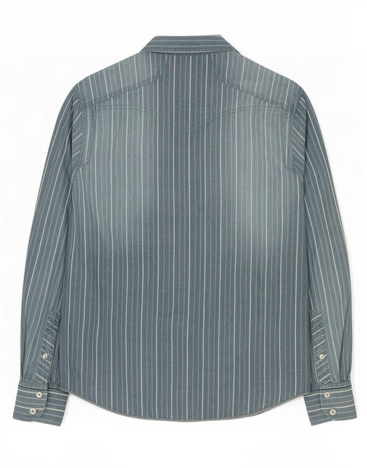 Camisa masculina Levi's de algodão listrado azul médio