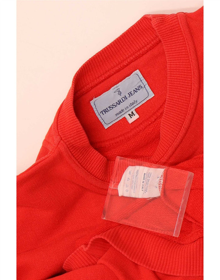 Trussardi Jeans moletom gráfico masculino jumper médio algodão vermelho