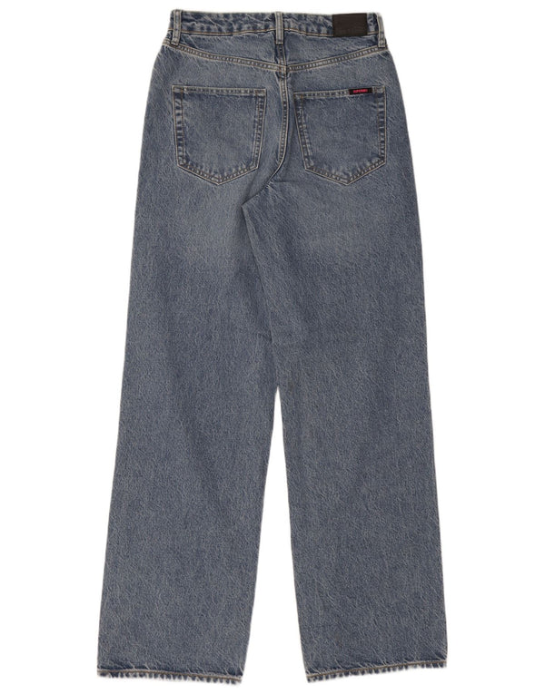 Calça jeans feminina Superdry cintura alta com perna larga W28 L32 algodão azul