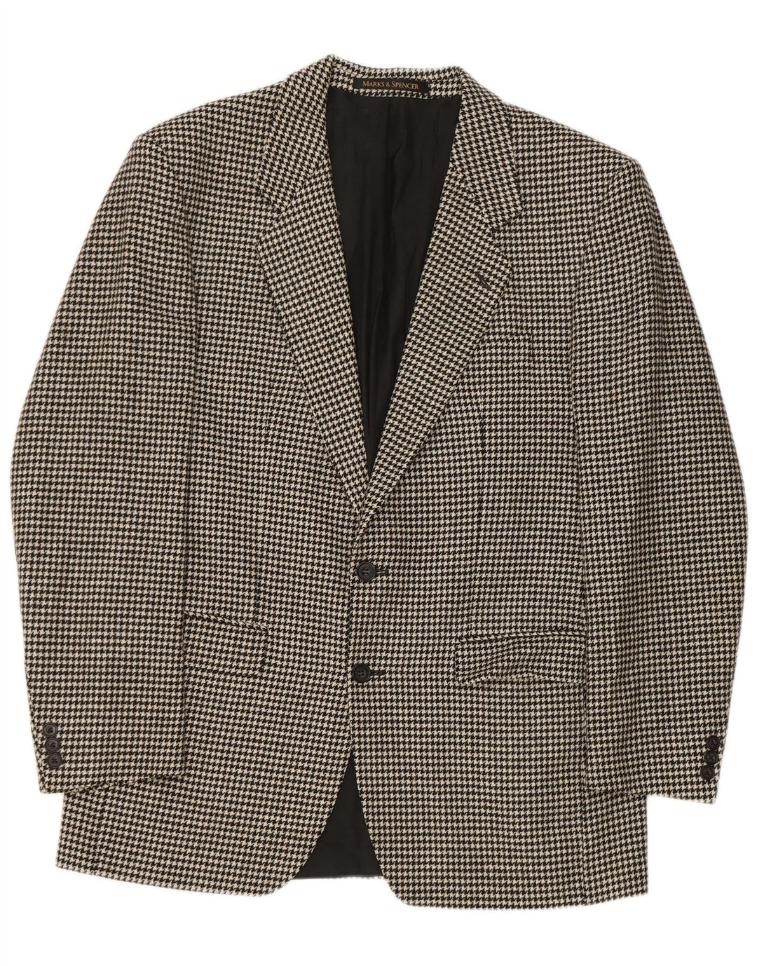 Jaqueta Blazer Longa Masculina Marks & Spencer Reino Unido 40 Médio Preto Houndstooth