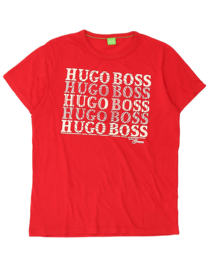 Camiseta gráfica masculina Hugo Boss grande algodão vermelho