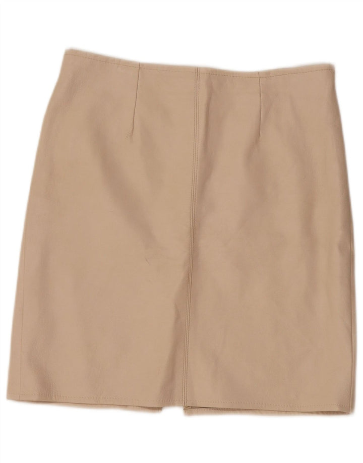 Saia de couro feminina vintage W30 médio bege