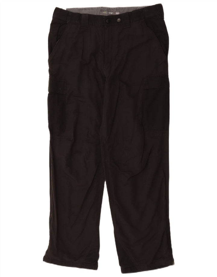 Calça cargo reta masculina Marks & Spencer W34 L29 poliamida preta
