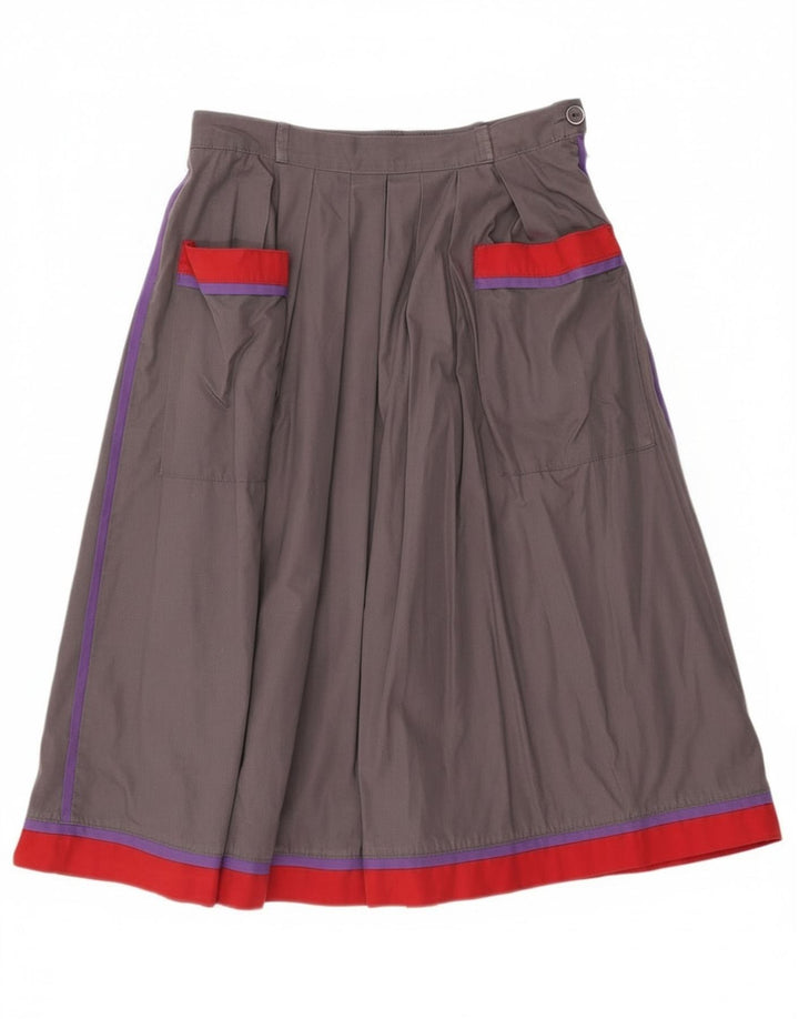 Saia larga feminina vintage EU 40 médio W28 cinza colorblock