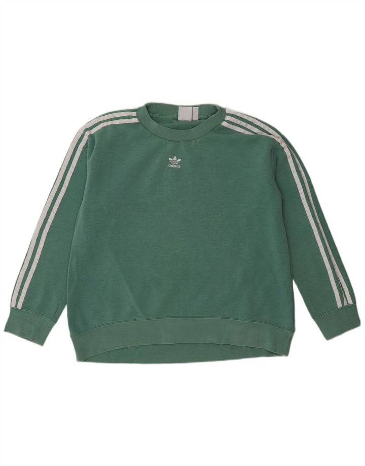 Adidas feminino oversized moletom jumper reino unido 8 pequeno algodão verde