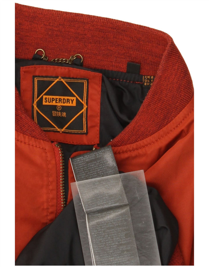 Jaqueta bomber superdimensionada feminina Superdry UK 8 pequena vermelha nylon