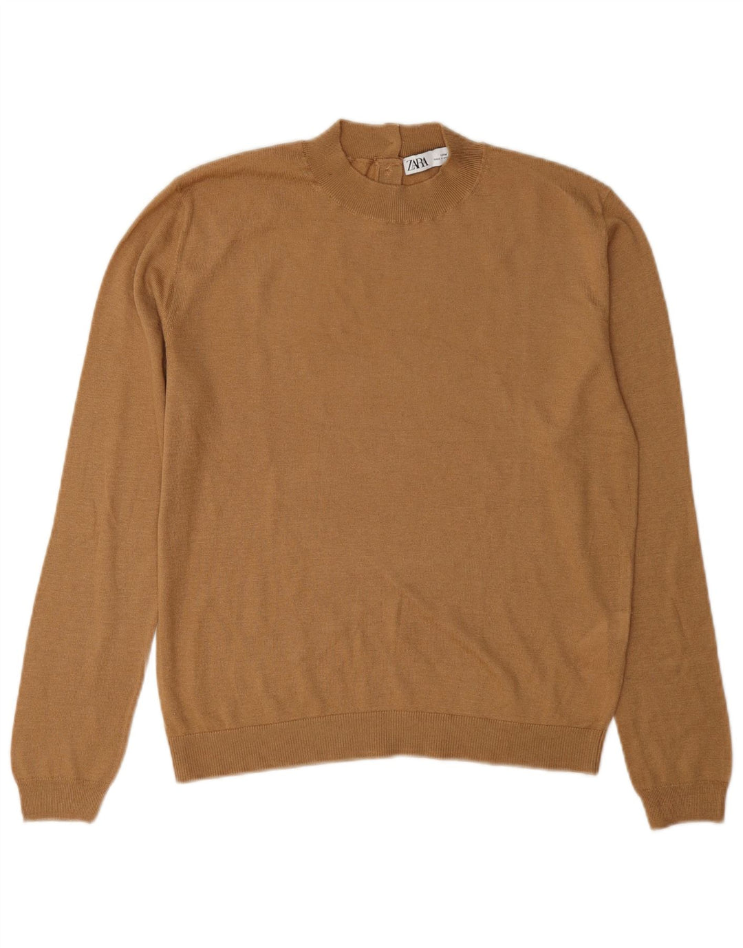 Suéter feminino Zara com gola tartaruga Reino Unido 12 médio cáqui modal