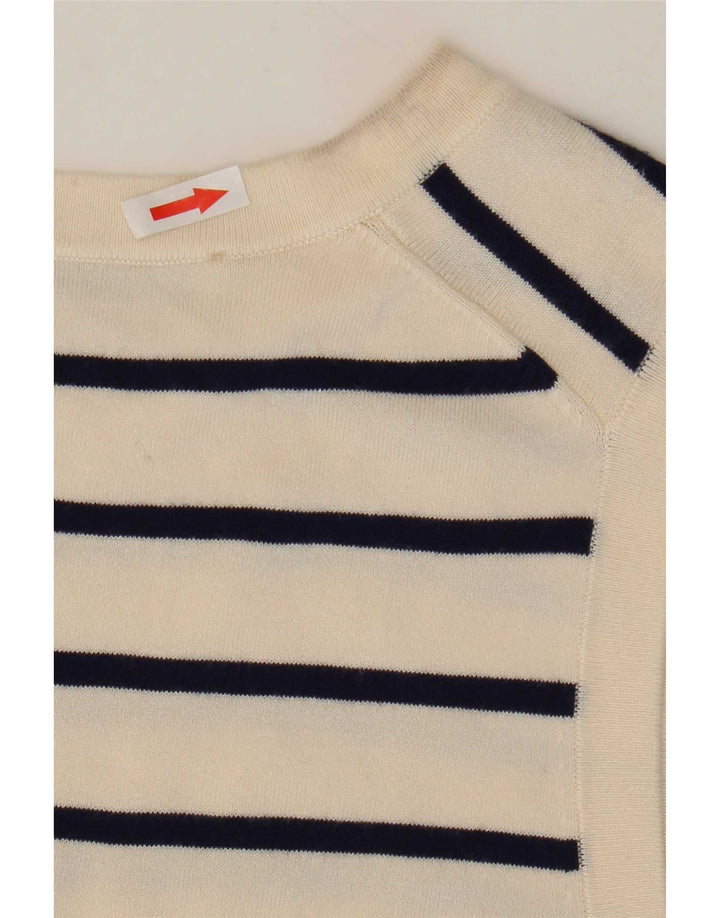 Zara Womens Vest Tank Top UK 12 Médio Off White Listrado