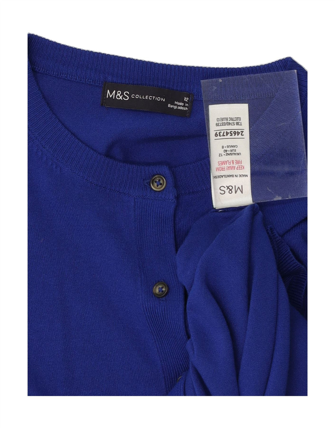 MARKS & SPENCER Mens Cardigan Sweater UK 12 Medium Blue Viscose Vintage Marks & Spencer and Second-Hand Marks & Spencer from Messina Hembry 