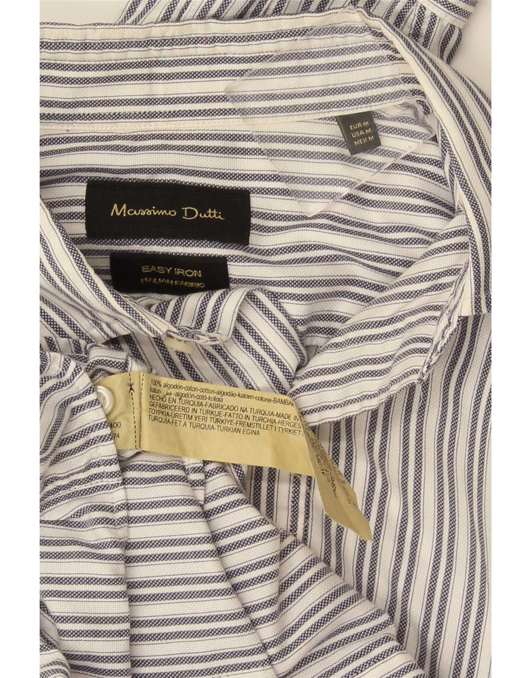 Camisa masculina Massimo Dutti de algodão listrado branco médio