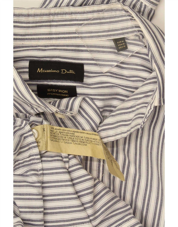 Camisa masculina Massimo Dutti de algodão listrado branco médio