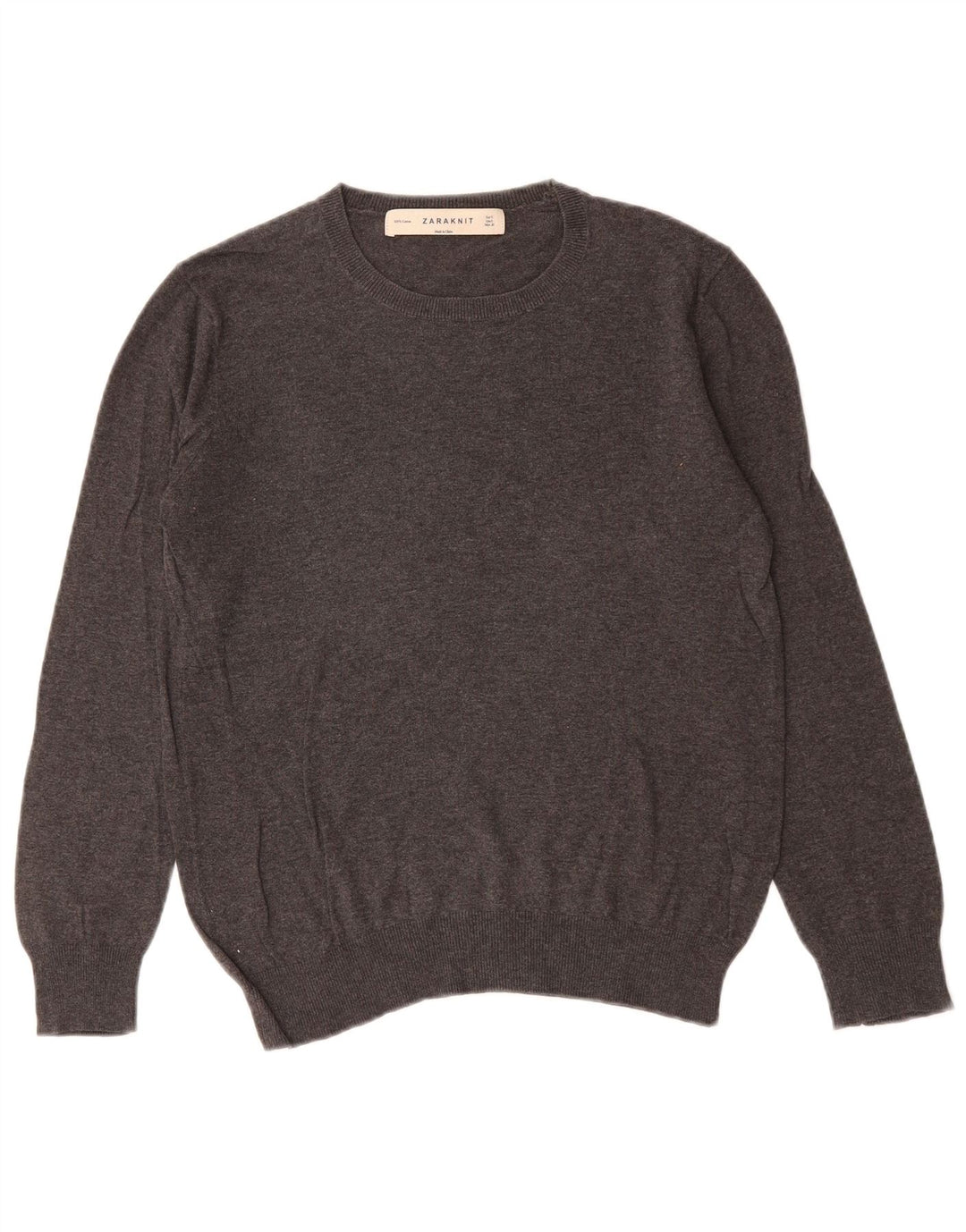 Suéter masculino ZARA com gola redonda e algodão cinza pequeno