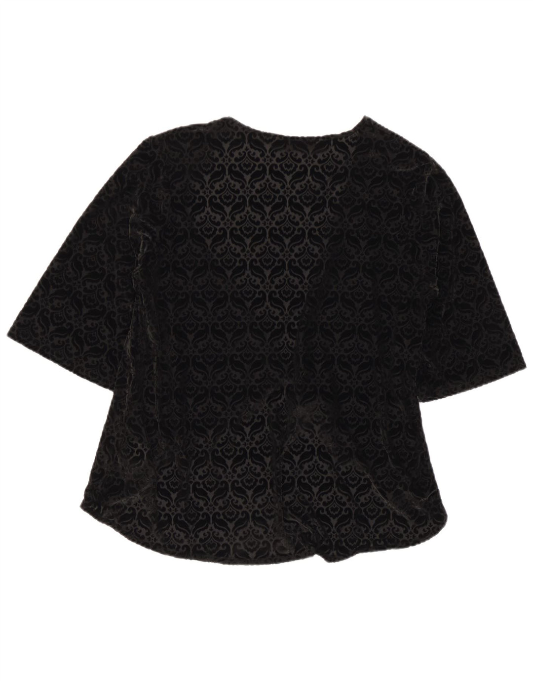 Top cami aberto de veludo feminino UK 12 poliéster paisley preto médio