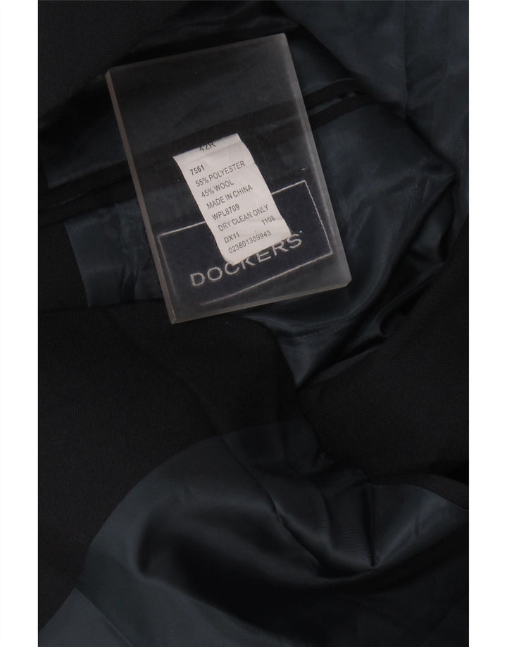 Jaqueta blazer masculina DOCKERS com 2 botões UK 42 XL preto poliéster