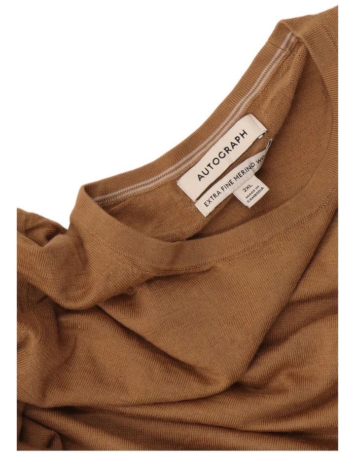 Suéter masculino Marks & Spencer Autograph com gola redonda 2XL bege