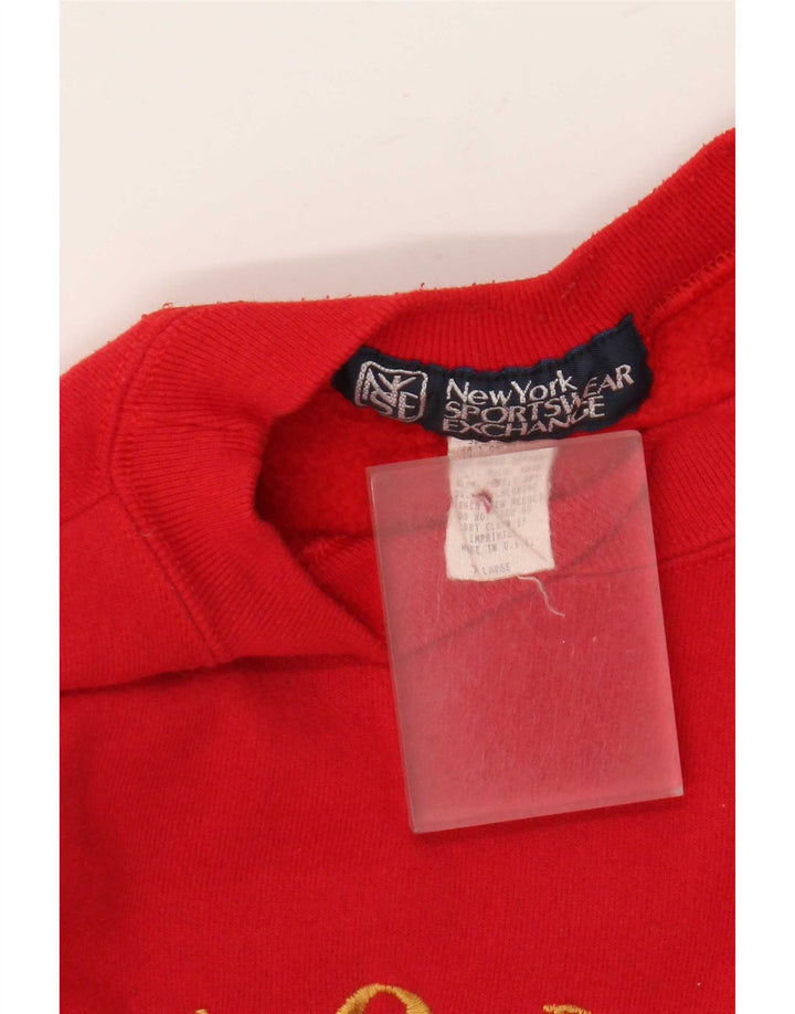 Moletom gráfico masculino vintage Jumper XL algodão vermelho