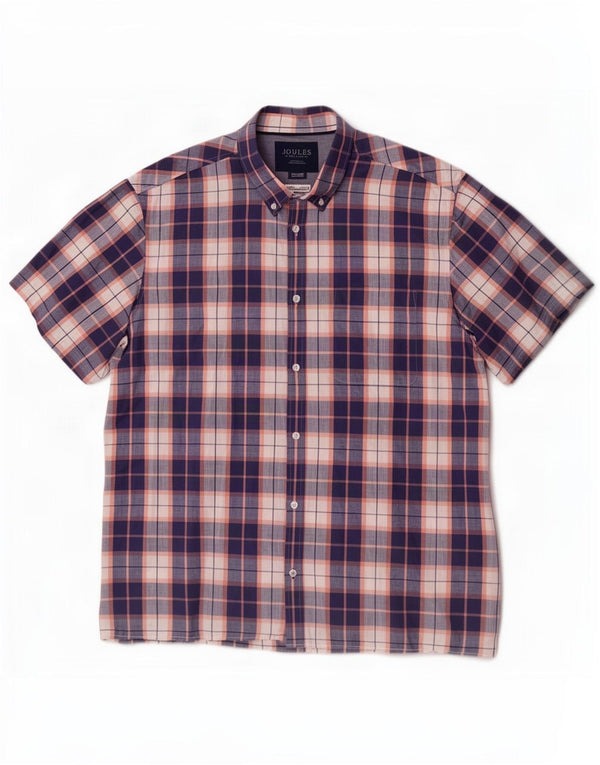 Joules Camisa masculina de manga curta clássica de ajuste 2XL algodão xadrez azul