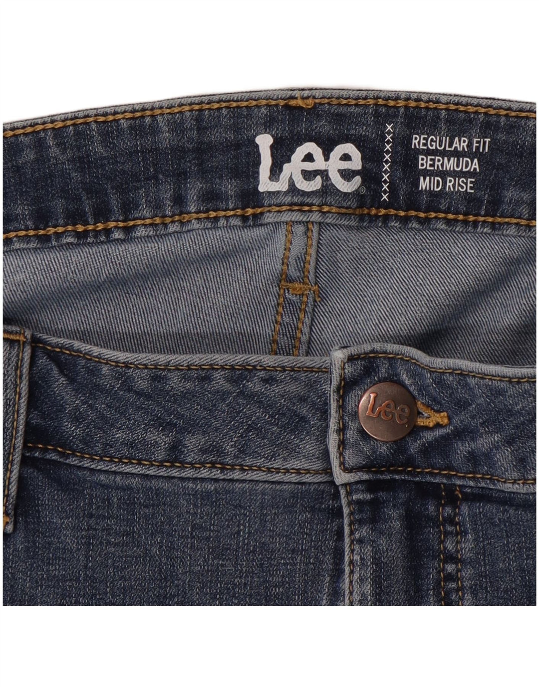 Bermuda jeans feminina LEE cintura média regular fit W44 3XL azul