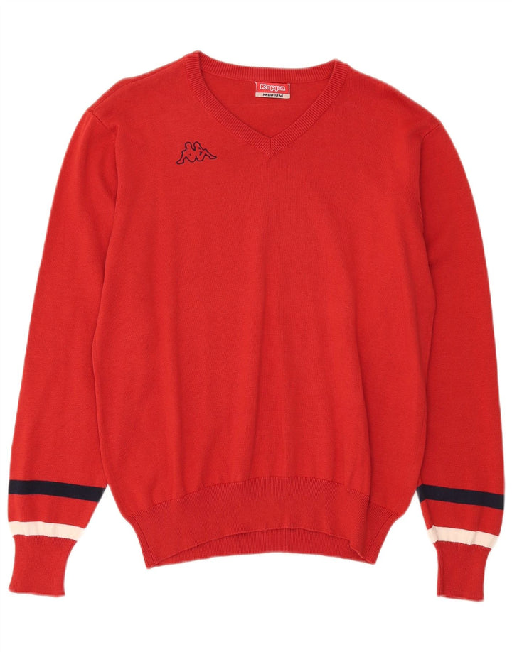 Suéter masculino KAPPA com decote em V de algodão vermelho médio