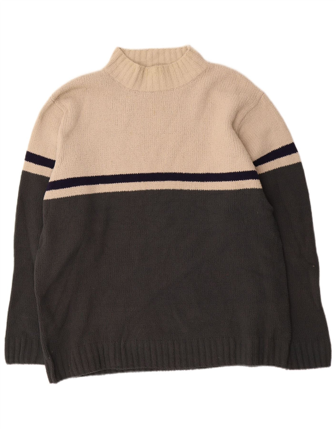 Suéter masculino Marks & Spencer com gola tartaruga grande bloco colorido branco