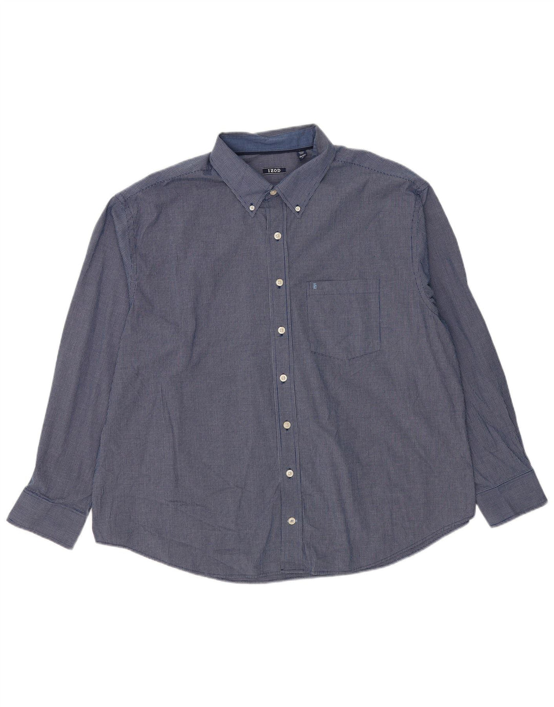 Camisa masculina Izod de ajuste solto 2XL azul xadrez algodão clássico