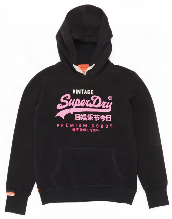 Superdry feminino gráfico moletom com capuz UK 14 médio algodão azul marinho