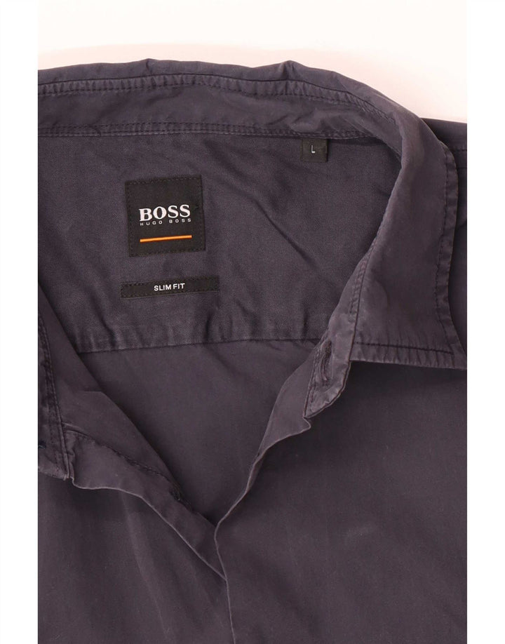 Camisa Slim Fit Masculina Hugo Boss Grande Azul Marinho