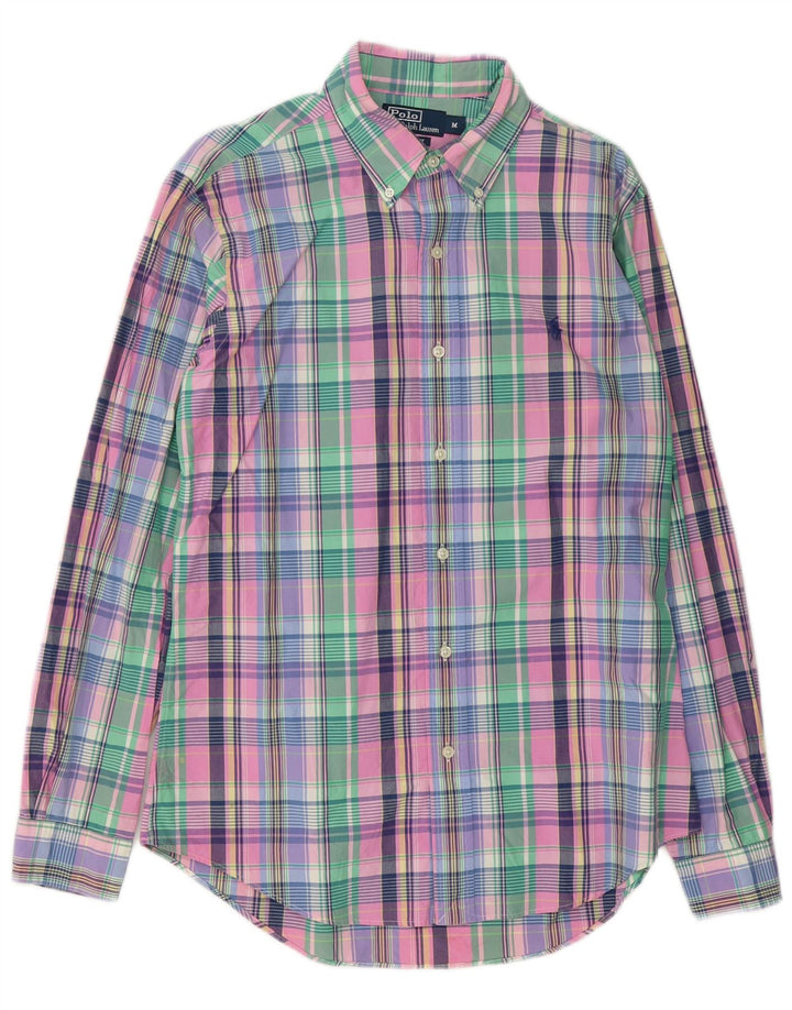 Camisa polo Ralph Lauren masculina de ajuste personalizado, algodão xadrez médio multicolorido