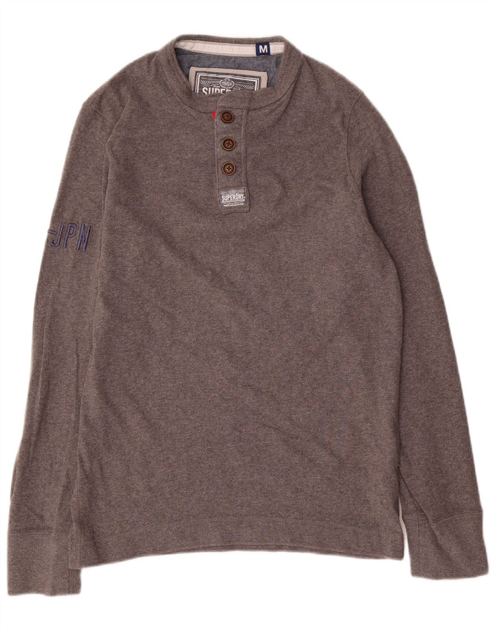 Superdry Mens Top Manga Longa Médio Algodão Cinza
