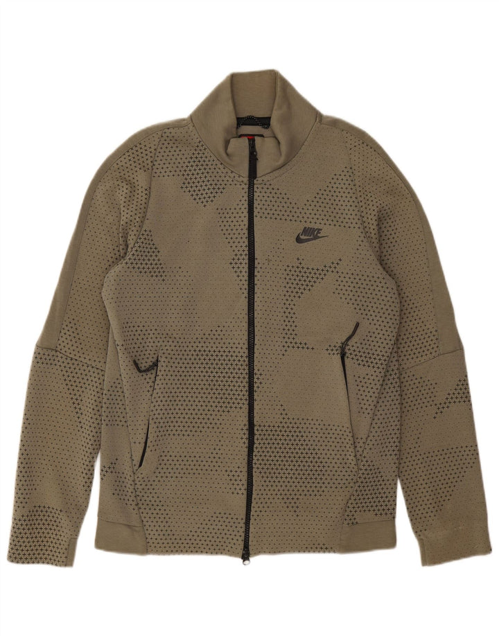 NIKE Mens Tracksuit Top Jacket Pequeno Cáqui Manchado Algodão