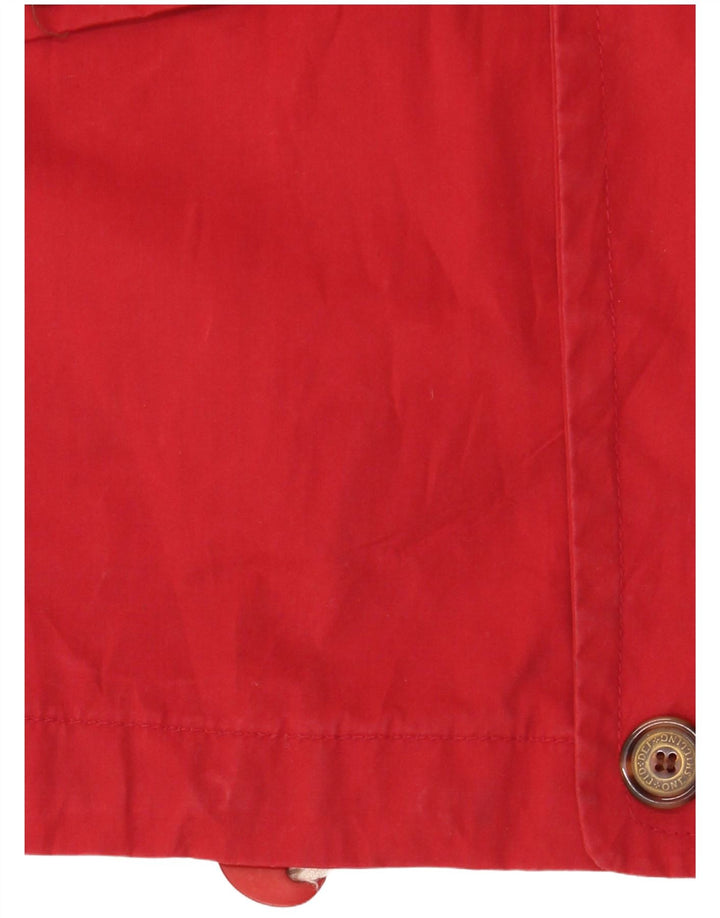 Jaqueta utilitária de ajuste fraco com capuz para homens vintage poliéster vermelho pequeno Reino Unido 36
