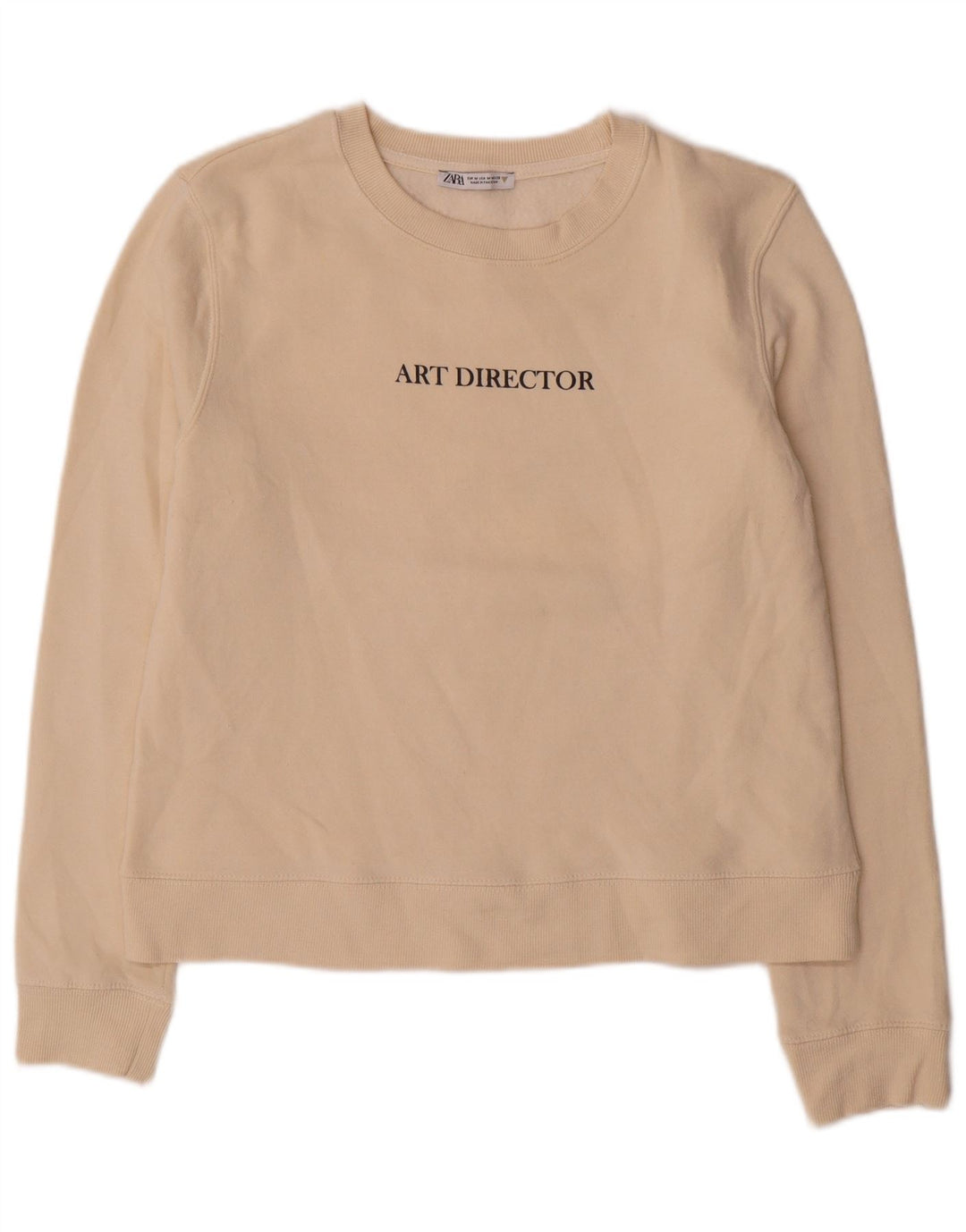 Zara moletom gráfico feminino jumper UK 14 médio off white algodão
