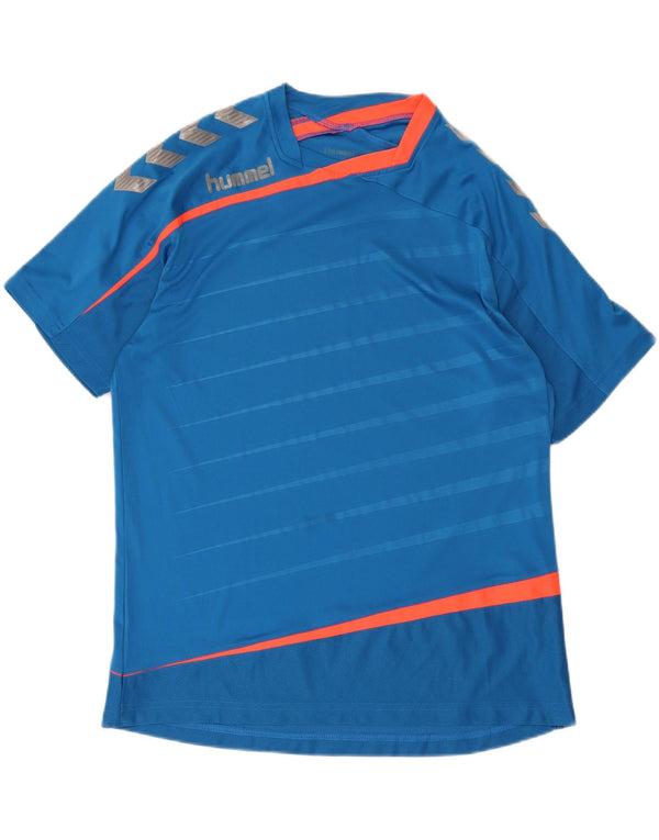 Hummel Camiseta masculina gráfica grande listrada azul
