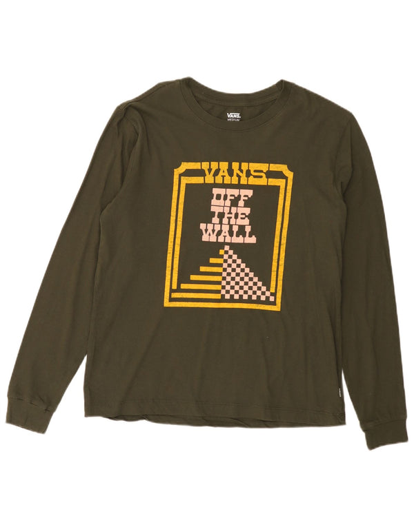 Vans Mens Graphic Top Manga Longa Médio Algodão Cáqui