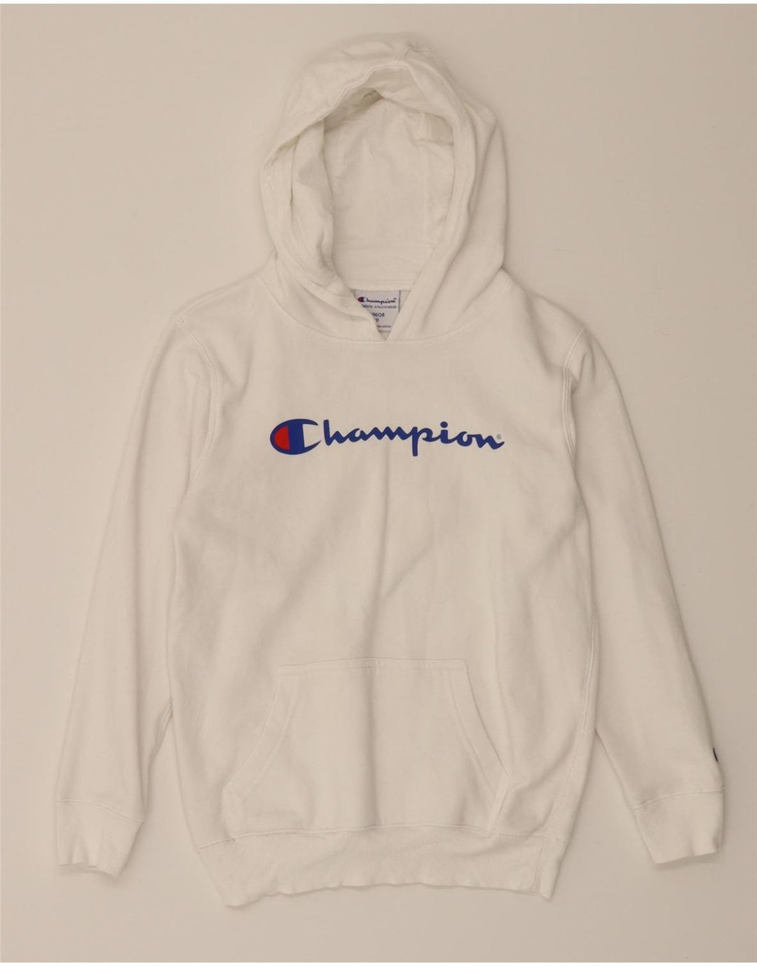 CHAMPION Boys Graphic Hoodie Jumper 9-10 Years White Cotton Vintage Champion and Second-Hand Champion from Messina Hembry 