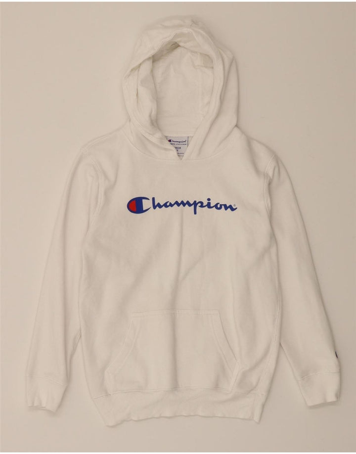 CHAMPION Boys Graphic Hoodie Jumper 9-10 Years White Cotton Vintage Champion and Second-Hand Champion from Messina Hembry 