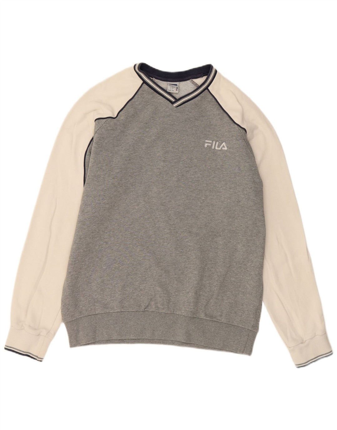 FILA Moletom Masculino Jumper Grande Cinza Colorblock Algodão